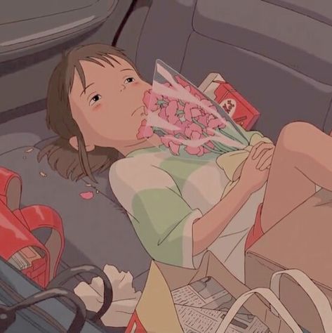 Chihiro Cosplay, Japanese Town, Castle In The Sky, Spirited Art, Studio Ghibli Art, Princess Mononoke, Holding Flowers, Ghibli Art, Animation Screencaps