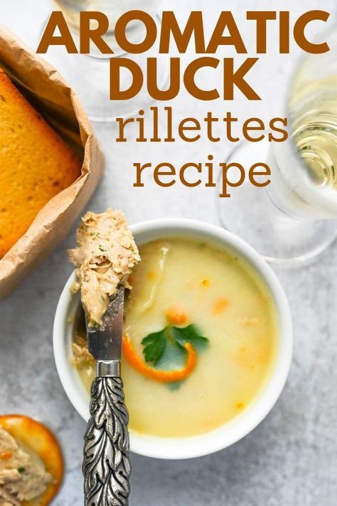 Duck Rillette Recipe, Duck Rillette, Rillettes Recipe, Make Ahead Appetizer, Hunting Food, Goose Recipes, Pate Recipes, Stock Recipes, Make Ahead Appetizers