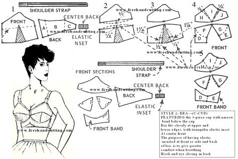 TUTORIAL - HOW TO draft a bra style 1...#diy#sewing#patternmaking# Sewing Bras, Moda Academia, Pattern Drafting Tutorials, Bra Sewing Pattern, Lingerie Patterns, Patron Vintage, Bra Sewing, Bullet Bra, Corset Pattern