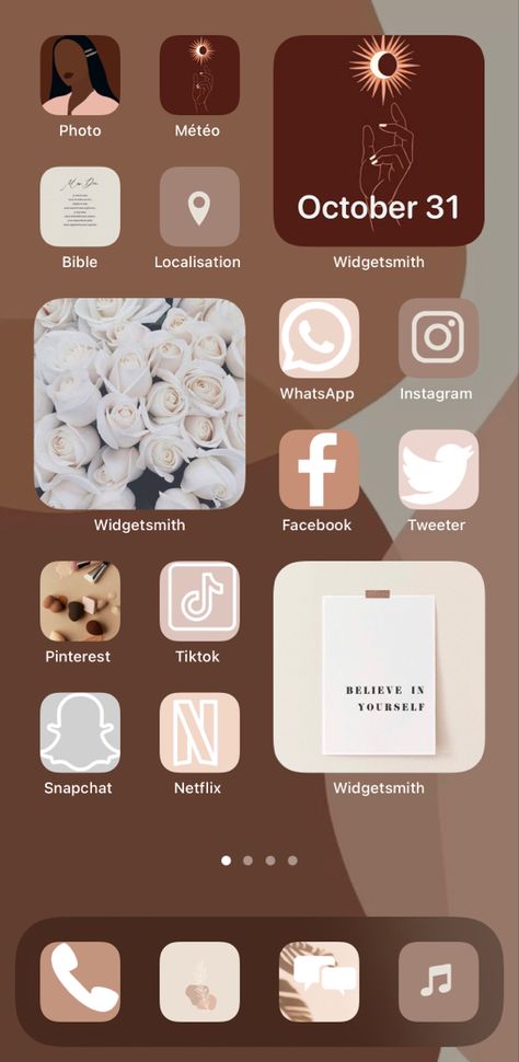 Une idée de comment personaliser ton fond d’écran iphone avec les widgets et les application 👍😍 Ios App Iphone, Application Iphone, App Home, Ios Application, Simple Pictures, Flower Background Wallpaper, Iphone Icon, Iphone Apps, Foto Bts