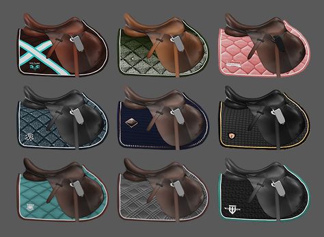 Ts4 Horse Ranch Cc, Sims 4 Equestrian Cc, Show Jumping Saddle, Sims Traits, Mods Ts4, Ranch Family, Jumping Saddle Pads, Horse Saddle Pads, Jumping Saddle