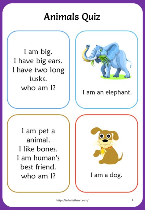 Animals Quiz for Kids - Your Home Teacher Quiz Games For Kids, English Games For Kids, Guess The Animal, Quiz For Kids, Animal Quiz, Kindergarten Reading Activities, English Activities For Kids, Different Animals, Learning English For Kids