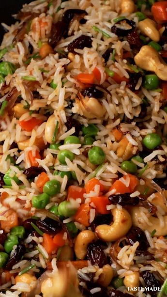 Cashew Rice Indian, Indian Veg Rice Recipes, Rice Recipes Videos For Dinner, Vegetarian Delicious Recipes, Diet Dinner Recipes Vegetarian, Easy Healthy Meals Indian, Pasta And Rice Recipes, Easy Indian Rice, Indian Rice Salad