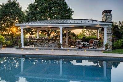 Pool Pavilion Ideas, Pavilion Ideas, Covered Outdoor Kitchens, Design Case Study, Pool Pavilion, Pool Remodel, Outdoor Kitchen Appliances, Outdoor Patio Ideas, Pool Cabana