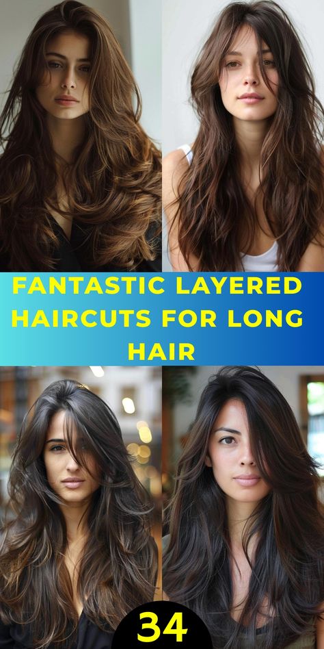 Discover 34 chic and sophisticated layered haircuts for long hair. Each style is perfect for those looking to update their look with layers that add both volume and elegance. Volume Haircut Long Hair, Layers For Volume Long Hair, Long Hair With A Lot Of Layers, Long Thick Hair With Layers, Long Face Framing Layers Long Hair, Front Layers Haircut, Volume Layer Haircut, Lots Of Layers Long Hair, Short Layers Long Hair