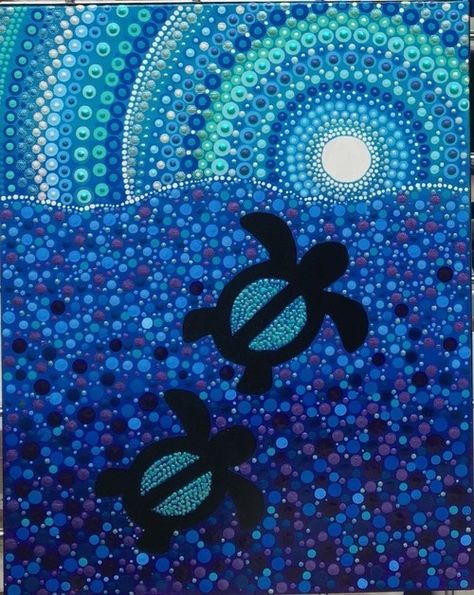 Mandala On Canvas, Aboriginal Dot Painting, Indigenous Australian Art, Aboriginal Dot Art, Sea Turtle Art, Mandala Canvas, Trash Art, Turtle Art, Dot Mandala