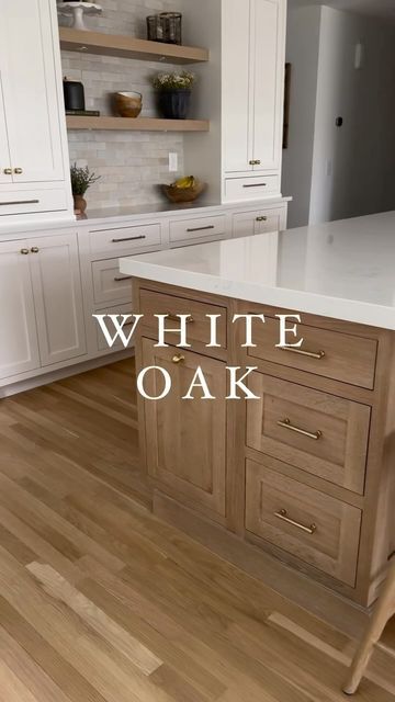 Braido Targa on Instagram: "Timeless elegance: White and oak cabinets blend classic charm with modern simplicity. A combination that never goes out of style! #InteriorDesign #KitchenInspiration #TimelessDecor" White Shaker Kitchen With Oak Island, White Oak Kitchens, White And Oak Kitchen, White Oak Kitchen Cabinets, Bloxburg Interior, White Oak Kitchen, White Shaker Kitchen, 2024 Kitchen, Decisions Decisions