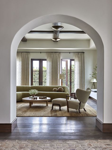 Electric Bowery Has Created a Stunning Sanctuary of Well-Being in Pacific Palisades - 1stDibs Introspective Classic Contemporary Living Room, Arched Entry, Mediterranean Revival, California Bungalow, Minimalist Tables, Pacific Palisades, Home Design Ideas, Dining Nook, Colonial Style