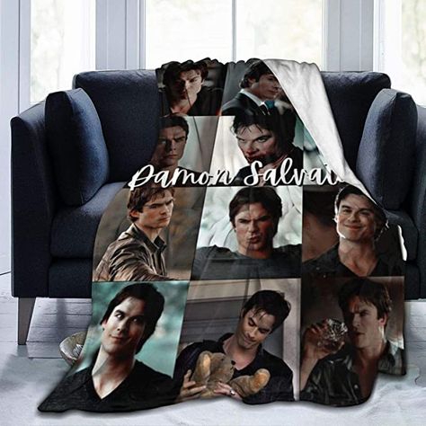 Damon Salvatore Collage, Ian Somer, Vampire Diaries Merch, Oversized Reading Chair, Team Damon, Blanket For Bed, Adult Blanket, Couch Blanket, Camping Blanket