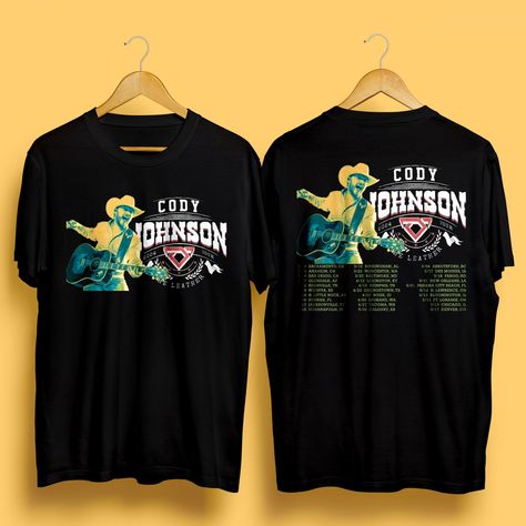 CODY+JOHNSON+THE+LEATHER+TOUR+2024+BLACK+TEE+WITH+DATES+DM01 Cody Johnson, Custom Tees, How To Make Tshirts, Black Tee, New Orleans, Dates, Womens Sizes, Tops & Tees, Top Outfits