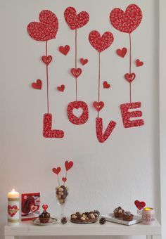 Home Decor For Valentines Day, Mother's Day Home Decoration, Diy Valentines Wall Decorations, Valentines Wall Decorations, Ideas For Mothers Day Decorations, Hanging Hearts Decoration Diy Crafts, Valentine Diy Crafts Home Decor, Valentine Home Decor Diy, Diy Anniversary Decorations At Home