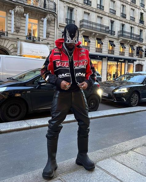 Leather Racer Jacket Outfit, Leather Biker Jacket Outfit, Biker Outfit Men, Racer Jacket Outfit, Red Leather Jacket Outfit, Red Jacket Outfit, Biker Jacket Outfit, Leather Jeans Men, Leather Jacket Outfit Men