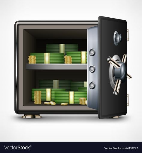 Bank open safe with money Royalty Free Vector Image Safe With Money, Money Png, Web Clipart, Money Vector, Safe Lockers, Raining Money, Minecraft Houses Survival, Walk With Jesus, Pirate Room