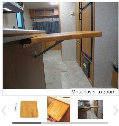 For kitchen and next to beds Rv Countertop Extension, Rv Countertop, Countertop Extension, Counter Extension, Oak Countertop, Camper Decorating, Apartment Planning, Grand Design Rv, Standing Cabinet