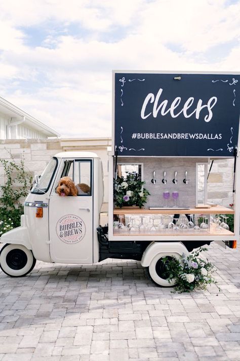 Like the stuff of dreams, this lovely lavender wedding editorial brings us a fresh perspective on modernity in a French Provençal setting! Wine Truck, Wedding Business Ideas, Bar On Wheels, Cocktail Station, Happy National Dog Day, Mobile Wedding, Gelato Shop, National Dog Day, Bar Catering