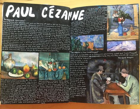 Paul Cezanne Artist Research Page, Paul Cezanne Gcse Sketchbook, A Level Art Sketchbook Layout, Art Profolio, Collage Sketchbook, Artist Research Page, Gcse Sketchbook, Artist Research, Igcse Art