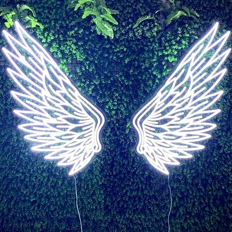 Neon Lights Bedroom, Neon Bar Signs, Neon Sign Art, Angel Wings Wall, Custom Neon Lights, Neon Logo, Pub Decor, Neon Design, White Wings