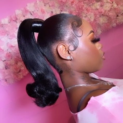 Black Women Barbie Ponytail, Barbie Hairstyles Real Life Ponytail, Kash Doll Ponytail, Barbie Ponytail Black Women, Baddie Core, Barbie Pony, Bday Hair, Hot Hairstyles, Barbie Ponytail