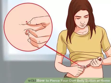 Image titled 615386 6 How To Give Yourself A Belly Piercing, How To Pierce Belly Button At Home, Diy Belly Button Piercing, How To Pierce Your Belly Button At Home, Galvanized Wash Tub, Piercing Needles, Button Piercing, Container Garden Design, Piercings Unique