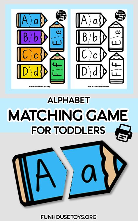 This easy Alphabet Matching Game is just perfect for preschooler. Learning the Capital and Lower Case Letter that belong together. Get these  printables in color or black and white version. #alphabet #learningalphabet #preschool #kindergarten #earlyeducation #playbasedlearning #getcreativwithkids #childrenactivities #toddleractivities #learningwithkids #homeschoolpreschool #preschoolathome #everydayplayhacks #matchinggames #ABCmatching #kidsgames #printable #printablesgame Alphabet Games For Kindergarten, Abc Games For Toddlers, Letter Matching Preschool, Letter Matching Worksheet, Alphabet Matching Game, Matching Games For Toddlers, Fun Printables For Kids, Letter Matching Game, Game For Preschool