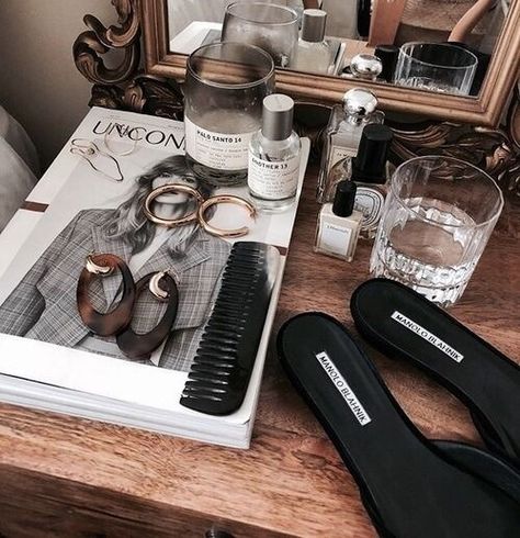 ☆ Makeup Table Aesthetic, Vanity Aesthetic, Shelf Decor Ideas, Table Aesthetic, Beauty Vanity, Classy Decor, Makeup Table, Bedroom Inspo, My New Room