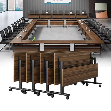 PRICES MAY VARY. Folding Conference Table：Our conference room table is simple and quick to fold, flexible, foldable, detachable and spliced. There are enlarged folding locking buttons on both sides of the conference table. It can be folded and locked automatically with a slight twist. After folding, it can be stacked and stored to save space and avoid office congestion. Very suitable for meeting rooms and training rooms with limited space. Mobile Meeting Table：Each conference table has four cast Office Remodel Business, Meeting Table Design Modern, Conference Table Design Meeting Rooms, Paralegal Office, Meeting Room Ideas, Conference Room Table Design, Futuristic Classroom, Private Meeting Room, Meeting Table Design