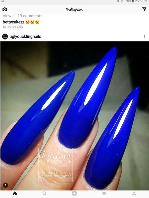 Blue stiletto nails Turkish Blue Nails, Blue Long Nails, Long Blue Nails, Stiletto Acrylic Nails, Nails Sharp, Gold Stiletto Nails, Stilettos Nails, Blue Stiletto Nails, Stiletto Nail Designs