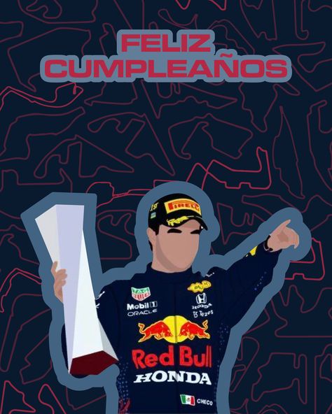 Checo Perez, Sergio Perez, RedBull Racing Team, Honda, Feliz Cumpleaños, F1 2022 Red Bull Formula 1 Birthday, Brthdy Wishes, Formula 1 Red Bull, Redbull F1, Redbull Racing, Bulls Wallpaper, Hirunaka No Ryuusei, Red Bull F1, 50th Birthday Decorations