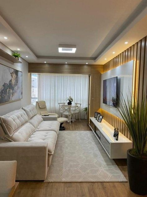 Condo Living Room Designs, Sala Sem Tv, Small Aesthetic House, Sala Aesthetic, Living Room Condo, Small Tv Room, Ruang Tv, Condo Living Room, Narrow Living Room