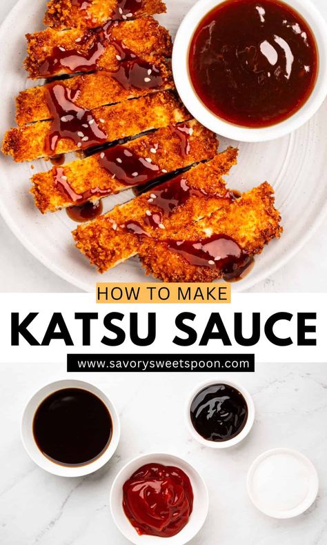 Katsu Sauce, or Tonkatsu Sauce, is the perfect tangy and sweet condiment to elevate your crispy breaded cutlets! This rich sauce adds depth of flavor to pork, chicken, seafood or even vegetables. Easy to make and the perfect dipping sauce for any crispy  dish! Easy Tonkatsu Sauce, How To Make Katsu Sauce, Easy Katsu Sauce, Katsu Chicken Sauce, Katsu Pork Cutlet, Katsu Pork, Chicken Katsu Sauce, Katsu Sauce Recipe, Breaded Cutlets