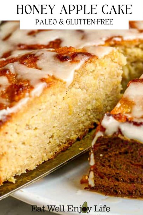 Grain Free Apple Cake, Honey Sweetened Gluten Free Desserts, Paleo Apple Dessert Recipes, Keto Dairy Free Dessert Recipes, Whole 30 Apple Dessert, Paleo Honey Cake, Healthy Honey Cake Recipe, Flourless Apple Cake, Paleo Fruit Dessert