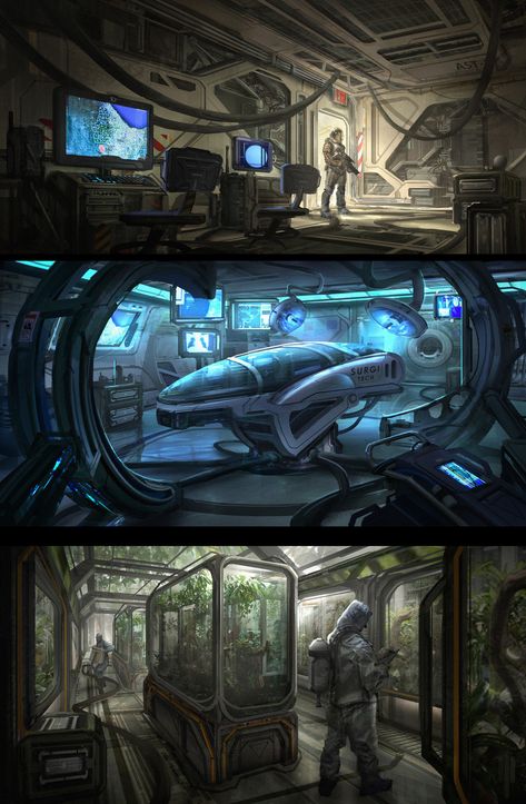 Sci Fi Space Station, Concept Art Landscape, Scifi Interior, Art Environment, Futuristic Space, Spaceship Interior, Sci Fi Environment, Science Fiction Art, Cyberpunk Art