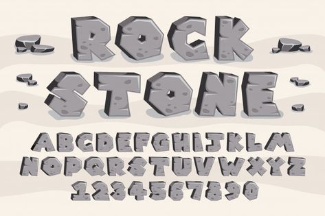 Rock stone alphabet 3d font Premium Vect... | Premium Vector #Freepik #vector #design #typography #alphabet #font Rock Font Alphabet, Stone Font Letters, Rock Font Letters, Stone Typography, Rock Typography, Rock Letters, Calligraphy & Sign, Stone Lettering, Rock Font