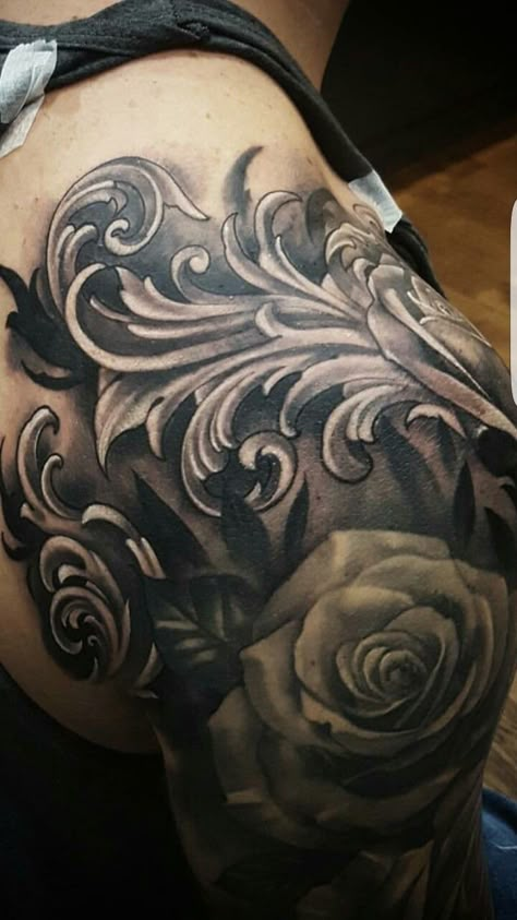 Baroque Tattoo, Men Tattoo Ideas, Husband Tattoo, Mangas Tattoo, Filigree Tattoo, Armor Tattoo, Men Tattoo, Chest Piece Tattoos, Back Tattoos For Guys