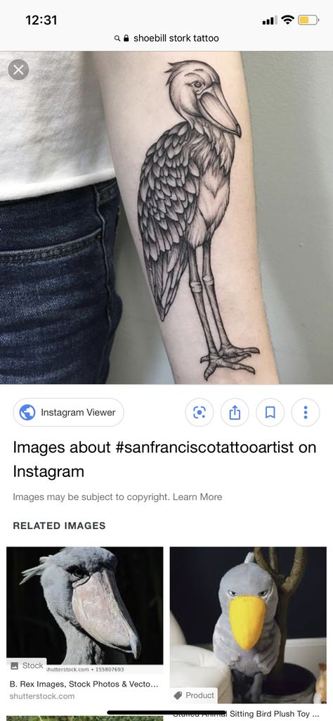 Stork Tattoo, Oak Tattoo, Mechanical Bird, River Tattoo, Shoebill Stork, Crane Tattoo, East River, Creative Tattoos, Lotus Flower Tattoo