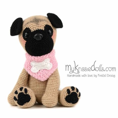 Cute Pug Dog Amigurumi Free Crochet Pattern – Amigurumi Crochet Dog Patterns, Labrador Retrievers, Lang Yarns, Cute Pugs, How To Start Knitting, Crochet Dog, Dog Pattern, Pug Dog, Knitted Toys