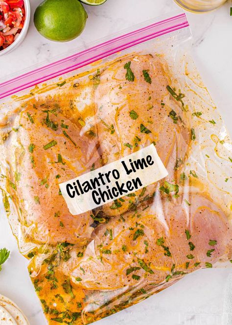 This Cilantro Lime Chicken has incredible flavor thanks to a quick and easy marinade! The cilantro lime chicken marinade produces so much flavor and keeps the chicken wonderfully moist and outrageously delicious! This easy chicken marinade recipe is sure to become a staple in your kitchen. Great for grilling and baking! // Mom On Timeout Lime Chicken Marinade, Cilantro Lime Chicken Marinade, Chile Lime Chicken, Lime Chicken Breast, Lime Marinade For Chicken, Tequila Lime Chicken, Chicken Grill, Easy Chicken Marinade, Mom On Timeout