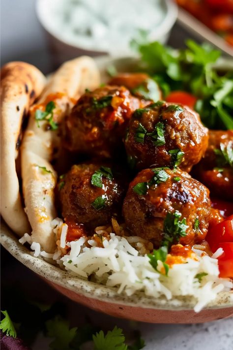 Spicy Lamb Meatballs, Moroccan Lamb Meatballs, Herb Couscous, Moroccan Meatballs, Couscous Recipe, Moroccan Lamb, Lamb Meatballs, Couscous Recipes, Macro Meals