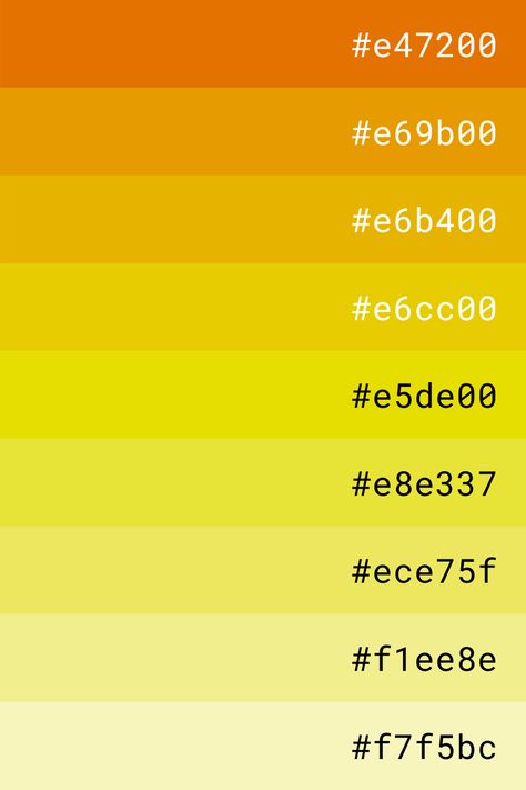 Yellow Color Palette Code, Yellow Color Shades, Canva Color Palette Codes Yellow, Yellow Colors Shades, Yellow Color Palette Hex Codes, Yellow Shades Colour Palettes, Shades Of Yellow Color Palette, Yellow Pallete Color, Yellow Color Pallet