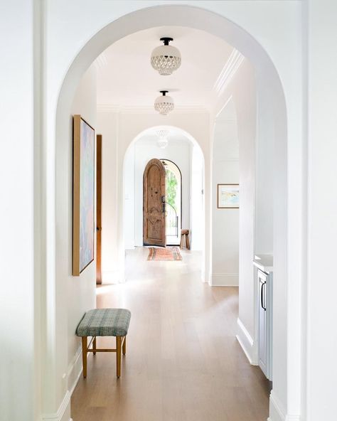 Hallway Lights, Style Me Pretty Living, Arch Doorway, Light Wood Floors, Hill Interiors, Foyer Lighting, Casa Vintage, Home Luxury, Studio Mcgee