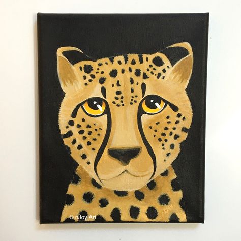 Paintings On Big Canvas, Painted Cheetah Print, Leopard Painting Easy, Leopard Painting Acrylic, Cheetah Painting Acrylic, Cheetah Room, Pink Cheetah Painting, Canvas Art For Kids, Cheetah Painting