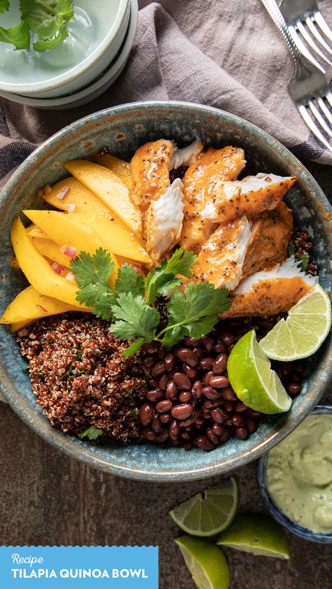 Garlic Grits, Sesame Spinach, Farro Bowl, Mango Quinoa, Creamy Fish, Avocado Crema, Savory Cheese, Cheese Grits, Spiced Chickpeas