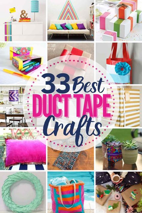 33 BEST Duct Tape Craft Ideas out there! Create incredible DIY's for your home, closet..decorate walls, floors, even appliances! Use duct tape to carry your cash, credit cards, sunglasses! Keep track of your luggage, embellish your pillows, organize your desk! There are endless amazing things you can create and improve with duct tape! Come see how... Duct Tape Crafts For Kids, Duct Tape Diy, Duck Tape Projects, Duct Tape Projects, Duct Tape Wallet, Tape Projects, Duct Tape Crafts, Tape Art, Duck Tape