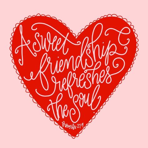 There is nothing like a great friend - who often knows the exact thing to say, perfect meme to text! ❤️ As we celebrate love this week, cheers to all of our friends who make life extra great! (And, as a little thank you - this Art is available in our shoppe to print as art or gift tags. Get it for $12 - or FREE with any purchase! Simply add it to your cart, then use code SWEETFRIEND at checkout to get it for free as an instant download!) ❌⭕️❌⭕️ . #galentines #valentine #sweetfriend #scripture #p Notes For Friends, Valentine Tree, Heart Hands Drawing, Square Art, Great Friends, Hand Lettered, Bible Journaling, The Soul, Proverbs