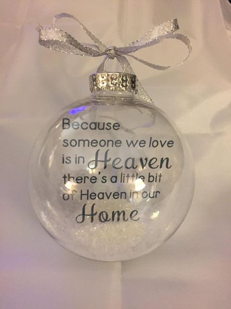 Heaven Ornament, Memory Bauble, Clear Glass Ornaments, Christmas In Heaven, Glitter Ornaments, Memorial Ornaments, Xmas Ornaments, Xmas Crafts, Ornaments Diy