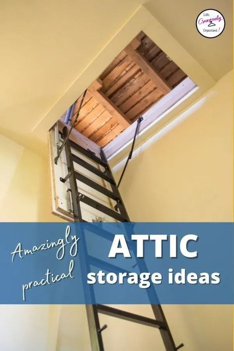 Wish you could use that extra space in your attic to store rarely used items, but aren't sure how to? Here are some great attic storage ideas to help. Attic Organization Storage, Attic Storage Shelves, Attic Storage Ideas, Garage Attic Storage, Attic Storage Organization, Attic Storage Solutions, Ideas For Home Office, Attic Organization, Old Dresser Drawers