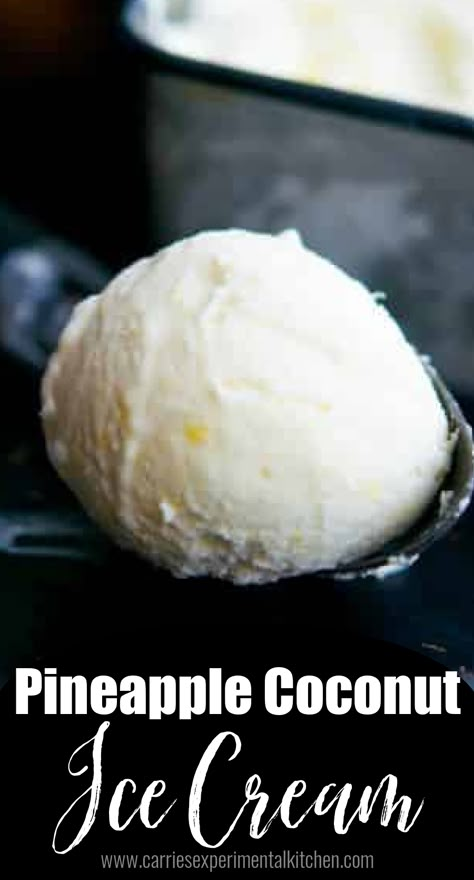 Pineapple Coconut Ice Cream {PF Changs Copycat} Pineapple Coconut Ice Cream Recipe, Coconut Milk Ice Cream Recipe, Pineapple Ice Cream Recipe, Pf Changs Copycat, Pineapple Coconut Ice Cream, Homemade Coconut Ice Cream, Kitchen Aid Ice Cream, Coconut Ice Cream Recipes, Pineapple Ice Cream