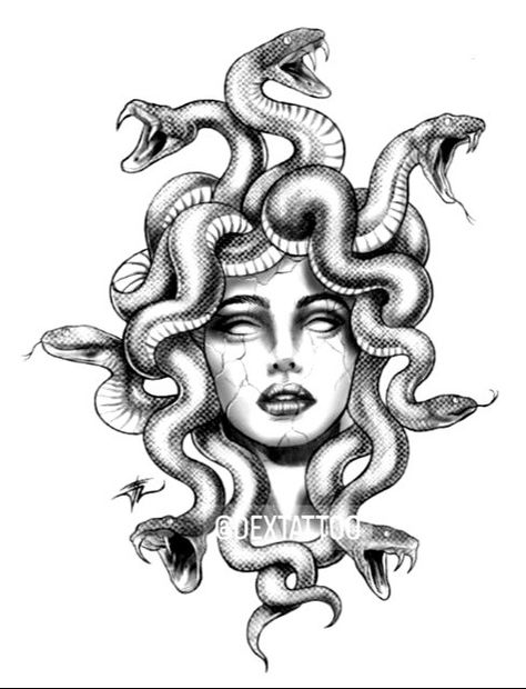 Medusa Snake Tattoo Design, Desenho Medusa Tattoo, Traditional Madussa Tattoo, Medusa Tattoo Back Piece, Madussa Drawings, Medusa Drawing Beautiful, Tattoo Ideas Female Medusa, Medusa Tattoo Linework, Medusa Head Drawing