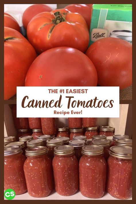 Extra tomatoes? This is the easiest and the most convenient recipe for canned tomatoes you'll ever need, regardless of how many tomatoes you have! #cannedtomatoes #canning #tomatoes #homesteading San Marzano Tomatoes Recipes, Tomato Growing Tips, Canning Stewed Tomatoes, Extra Tomatoes, Almond Joy Cupcakes, Vegan Taco Salad, Preserving Recipes, Tomato Growing, Canned Tomatoes