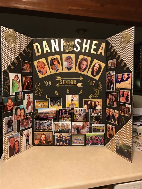 Graduation Tri Fold Board Ideas, Trifold Senior Board Ideas, Senior Trifold Board Ideas Cheer, Grad Party Poster Board Ideas, Graduation Trifold Board Photo Displays, Senior Night Trifold Board, Tri Fold Poster Board Ideas, Senior Board Ideas Sports, Senior Trifold Board Ideas